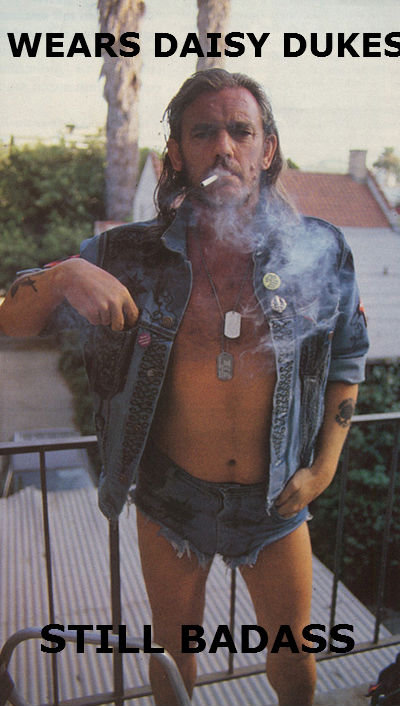 Lemmy in cut outlet off shorts